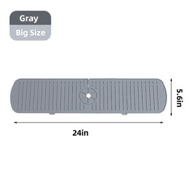 Big Size Kitchen Sink Splash Guard, 24in Faucet Mat Splash Catcher, Handle Drip Catcher Tray, Multipurpose for Kitchen Dish Drying Mats Sponge Holder and Bathroom Countertop Protect (Gary, L)