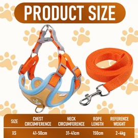 Culinavog Dog Harness Set, 1 Piece Adjustable Dog Harness with Padded Vest, Easy to Use, Multi-Purpose Dog Harness, Puppy Harness for Small Dogs, Cat Harness (Orange, X-Small)