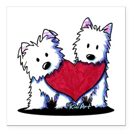 CafePress Heartfelt Westies Square Car Magnet 3 X 3 Square Car Magnet, Magnetic Bumper Display