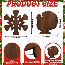 LOYIM 2 Pcs Thanksgiving Wood Cutting Board Christmas Charcuterie Boards Turkey Snowflakes Shaped Charcuterie Boards Wooden Xmas Serving Board Fruit Appetizer Platter Veggie Trays for Kitchen