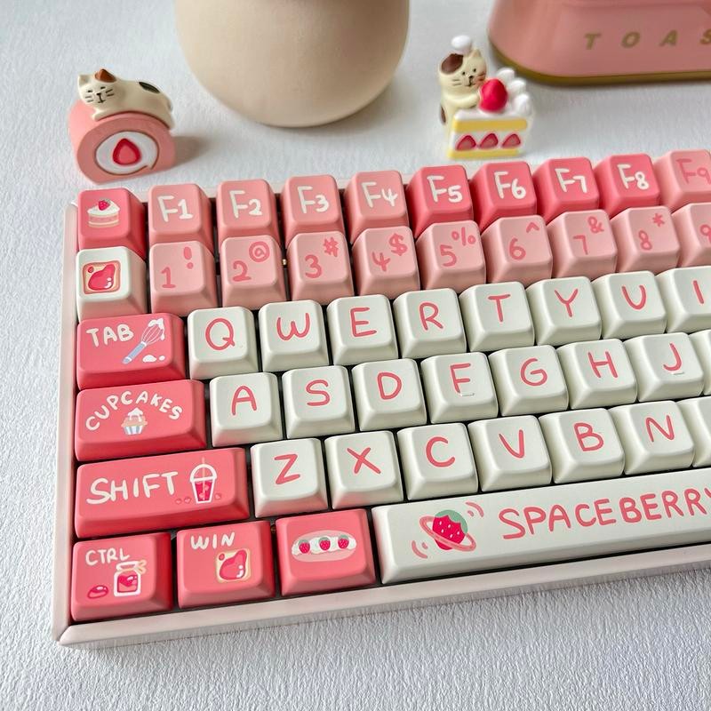 Sweet Strawberry Keycap Set, MDA Profile, PBT, Cherry MX Stem,