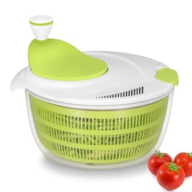 Ourokhome Salad Spinner Lettuce Dryer, Rotary Veggie Washer with Compact Bowl and Colander, Easy to Clean, Wash, Dry Vegetables, Fruits, Lettuce, Greens, Lockable Lid, 4L, Green