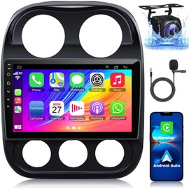 [2+32G] Android 12 Car Stereo for Jeep Compass Patriot 2010-2016 Support Wireless Carplay&Android Auto, 10.1 inch IPS Touchscreen Prius Radio with GPS, WiFi, FM Radio