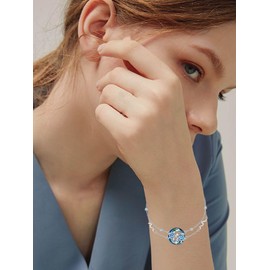 POTOPYY Turtle Bracelet for Mom Sterling Silver Mother's Day Sea Turtle Bracelet Jewelry Gift for Mom Ocean Sea Ankle Bracelets for Womens Beach Gifts for Women