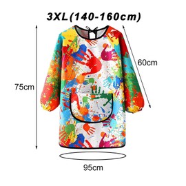 iCovalescent Kids Art Aprons, Kids Art Aprons for Painting, Waterproof Graffiti Painting Aprons Long Sleeves with Pockets, for Cooking, Painting, Craft, School(L)