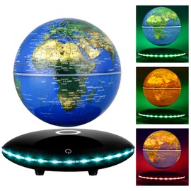 RUIXINDA Multi-Color Changing Levitating Globe Magnetic Levitation Floating Globe World Map Educational Gifts for Home Desk Decoration
