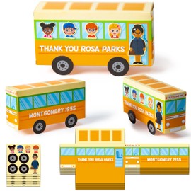 WATINC Rosa Parks Bus Craft Kits - DIY 24Pcs Black African American Craft Kit, Juneteenth Black History Month Holiday Celebration Crafts Supplies Home School Fun Art Activities for Kids