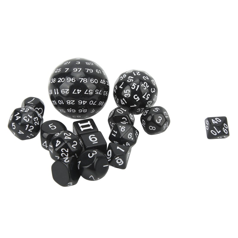15Pcs Polyhedral Dice Set Acrylic D3 to D100 Table Gaming