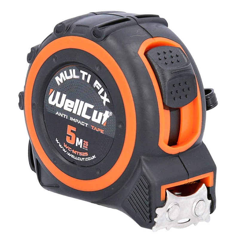 WellCut Retractable Tape Measure, with Metric & Imperial Dimensions, Rubberised