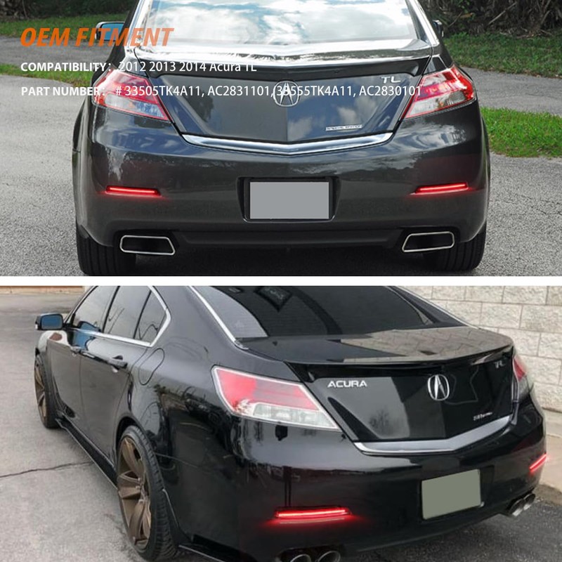 ADIIL 2PCS Smoked Lens Red LED Rear Bumper Bar Reflector