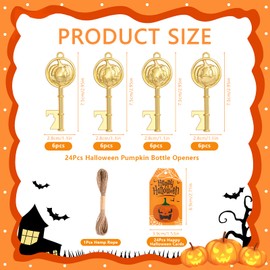 24 abrebotellas de cerveza de Halloween, regalos a granel, 4 tipos de abrebotellas de expresión de calabaza, llaveros, decoración con tarjetas y cuerdas, para decoración del hogar, suministros de