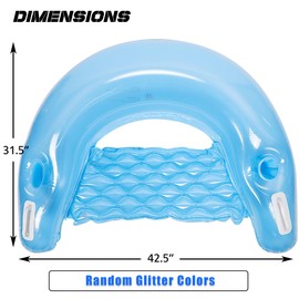 Zcaukya 2 Packs Inflatable Pool Float Chairs, Water Lounge Floaties for Adults with Cup Holder and Backrest, Floating Tube Armchairs for Swimming Pool Summer Parties, Green & Blue