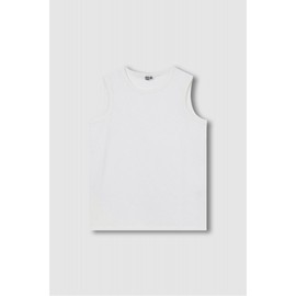 Jaju [JAJU] Women's Slub Sleeveless T-Shirt_White