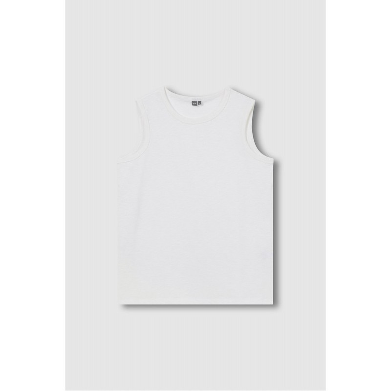 Jaju [JAJU] Women's Slub Sleeveless T-Shirt_White