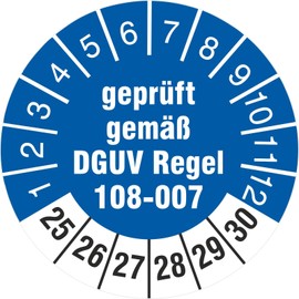 200 test labels 30 mm bearing equipment tested DGUV rule 108-007 2021-2026 test sticker test labels