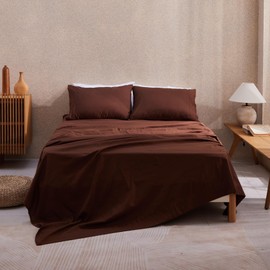 J'Chervianne King Bed Sheet Set, Super Soft Microfiber Luxury 4 Piece Bedding Sheets & Pillowcases, Easy Care Bed Sheet Sets (Brown, King)