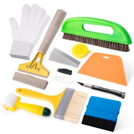 FOSHIO Professional Wallpaper Tools Kit, Including Wallpaper Smoothing Brush, Seam Roller, Paste Brush, Wallpaper Smoothing Tool, Wallpaper Scraper, Vinyl Wrap Gloves, Mesureing Tape, Exacto Knife