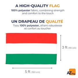 AZ FLAG - Hungary Flag 3' x 5' - Hungarian flags 90 x 150 cm - Banner 3x5 ft - Drapeau Hongrie