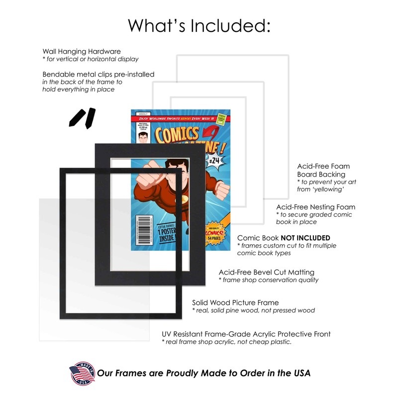 Poster Palooza Comic Book Frame Wall Display with Mat for