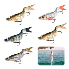 Pack of 5 Fishing Lures, Artificial Bait, Pike Crankbait, Fish Bait for Zander, Perch, Trout, Wobbler, Swimbait, Fishing Lure, Fishing Set, Freshwater Saltwater Fishing Accessories, Fishing Gifts for