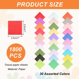 sourcing map 4800Pcs Colored Tissue Paper Squares, 1x1 Inch 30 Assorted Colors Bleeding Tissue Paper Crepe Small Square Art Paper for Crafts, Collage Materials, Collage Supplies