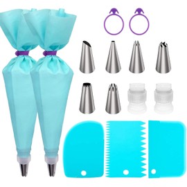 Piping Bags and Tips Set, Reusable Piping Bags, Frosting Piping Kit for Baking with Pastry Bags and Tips, Standard Converters, Silicone Rings, Cake Decorating Tools Supplies for Cookie Icing, Cupcake