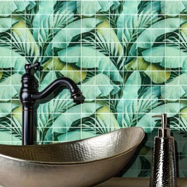 YOFUN Green Peel and Stick Backsplash -3D Adhesive Thicker Peel and Stick Tile Backsplash for Kitchen, Bathroom, Renter Friendly Wall Tile (12" x 12",10-Sheet)