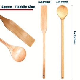Extra 24 Inch Large Beech Wood Stirring Paddle and 24 Inch Oval Spoon - Stirring Utensils for Cooking, Mixing, Home Brewing Stock Pots Cajun Crawfish, Seafood and Crab Pot Boil Accessories