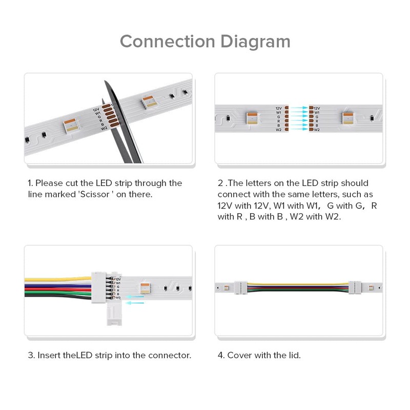 BTF-LIGHTING 5PCS 6Pin 12mm Wide Dual End with 15cm Long