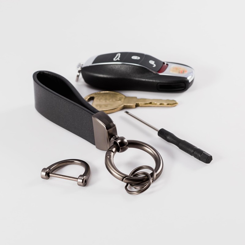 MING DI Genuine Leather Car Keychain (Night black)