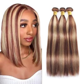 613 Human Hair Bundles Reddish Brown Straight Bundle 14 16 18 inch #33 Brown Bundles P33/613 Straight Human Hair Bundle