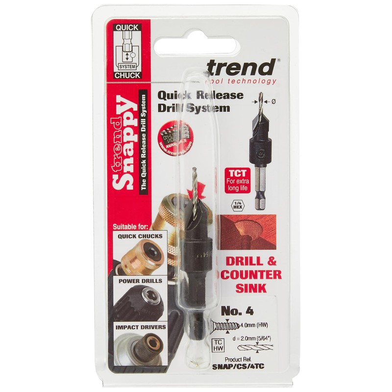 Trend Snappy TC 9.5mm Countersink with HSS 2mm Drill for