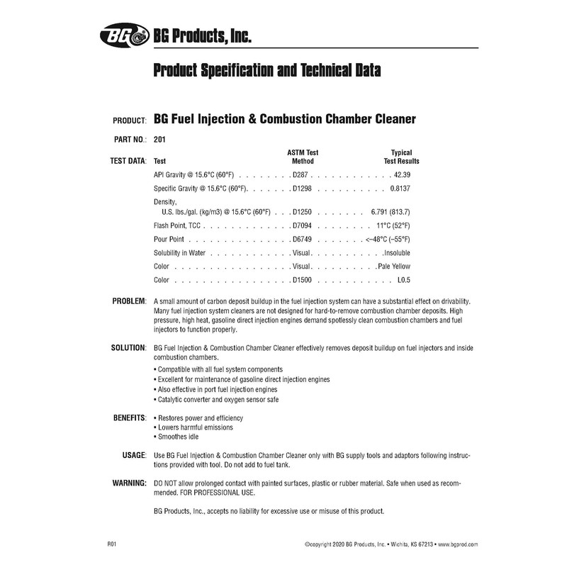 Smilyeez BG Fuel Injection & Combustion Chamber Cleaner PN 201