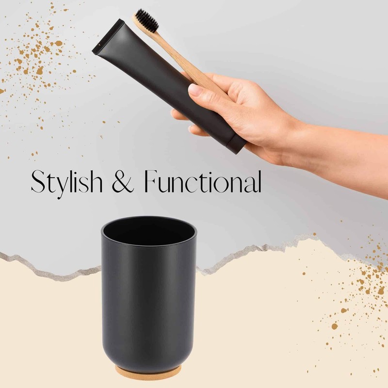 Bamboo-Based Black Padang Vanity Bathroom Tumbler Cup - Ideal as