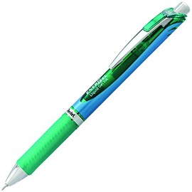 Pentel Gel Ink Pen, EnerGel RTX Retractable Gel Pen, Fine Point, Needle Tip, Green Ink, Box of 12 (BLN75-D)