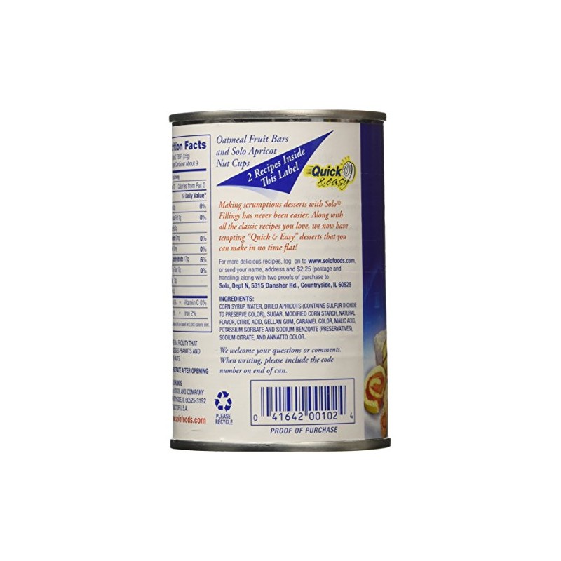 Solo Apricot Cake and Pastry Filling, 12 Ounce (Pack of
