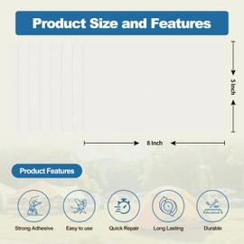 KING MOUNTAIN Self Adhesive Nylon Fabric Repair Patch, 5×8 Inches 8 Pcs, Quick Down Jacket Repair Patch, Waterproof Outdoor Gear Patch Kit for Tent,Backpacks,Umbrella, Gloves, Sleeping Bag (White