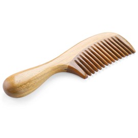 Onedor Handmade 100% Natural Green Sandalwood Hair Combs - Anti-Static Sandalwood Scent Natural Hair Detangler Wooden Comb (Wide Tooth)
