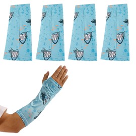 Pack of 4 Arm Cast Cover Elastic Short Cast Covers Protector Arm Sling Sleeve Cast Decorations for Arm Bath Shower Cast Wound Cover Washable Cover (Shark)