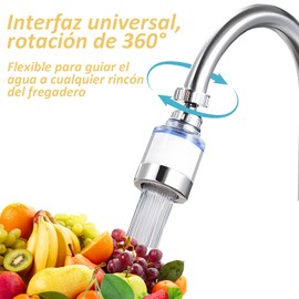 Filtro de Agua para Llave, Purificador de Agua 360° para Grifo de Cocina, Incluye 10 Cartuchos, 2 filtro de agua y 2 Conectores Universales, Elimina Cloro y Flúor
