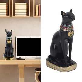 Egyptian Sculpture Cat Goddess Resin Statue Collectible, Ancient Egypt Kitty Statue for Room Ornament Crafts Gifts Home Decoration (A5-YX260839 Trumpet)