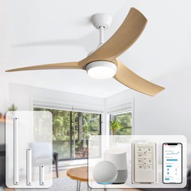 Sofucor 52 Inch Smart Ceiling Fan, Modern Outdoor Ceiling Fans with Lights Remote Control, Works with Alexa/App/Google, Airflow 6000CFM ABS 3 Blades Reversible DC Motor for Living Room Bedroom Patio