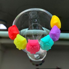 caralin Wine Glass Markers Set of 6 Cute Owl Silicone Drink Glass Charms Labels Silicone