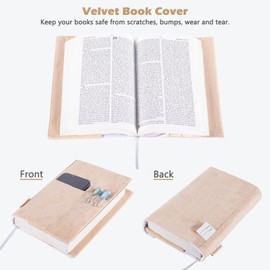 APLUFINE Book Covers for Paperbacks, Velvet Book Cover for Book lovers, Fabric Book Cover with Pockets for Book Suppliers, Reusable Book Covers for Soft Cover Books, Book Protector for Bibles, AA Book