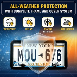 License Plate Frame Cover, Rear Front Car Plate Protector Fits Any US Plate