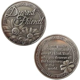 B4E Lucky Coin Sentimental Good Luck Coins Engraved Message Keepsake Gift Set Charm (Dearest Friend)