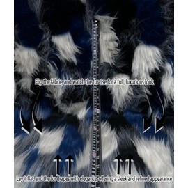 Faux Fur Fabric Long Pile Tribal Patchwork 58" W/Sold by Continuous Yard/Multicolor Soft Plush Craft Costume Puffy Paws Animal Fur Suit Fursonas Vintage Fur Coats Decor Hobby DIY (Blue White Black)