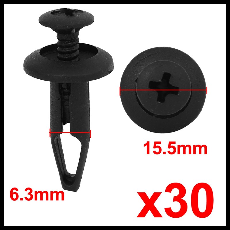 Hihaha 30 Pcs 6.3mm Retainer Clips Plastic Rivets Mud Flaps