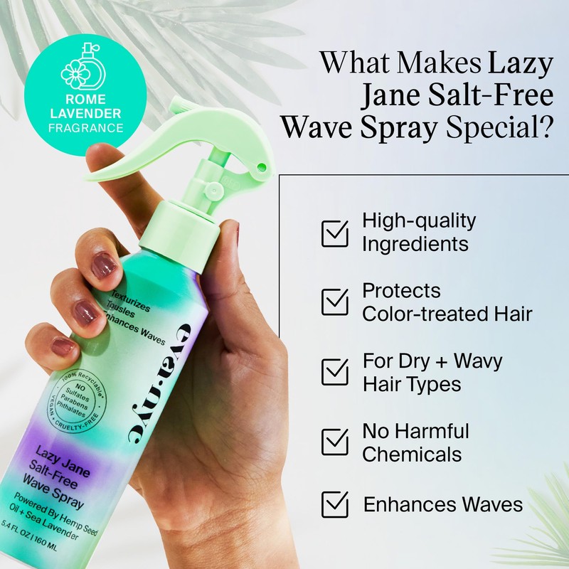 Eva NYC Lazy Jane Wave Spray, Salt-Free Texture , Non-Sticky