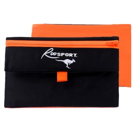 The RooSportPlus Magnetic Running Pouch - Magnetic Pocket to Hold Cell Phone, Wallet, Earphones - Securely Carry Essentials While Running - Magnetic Closure for Convenience - Orange, Large